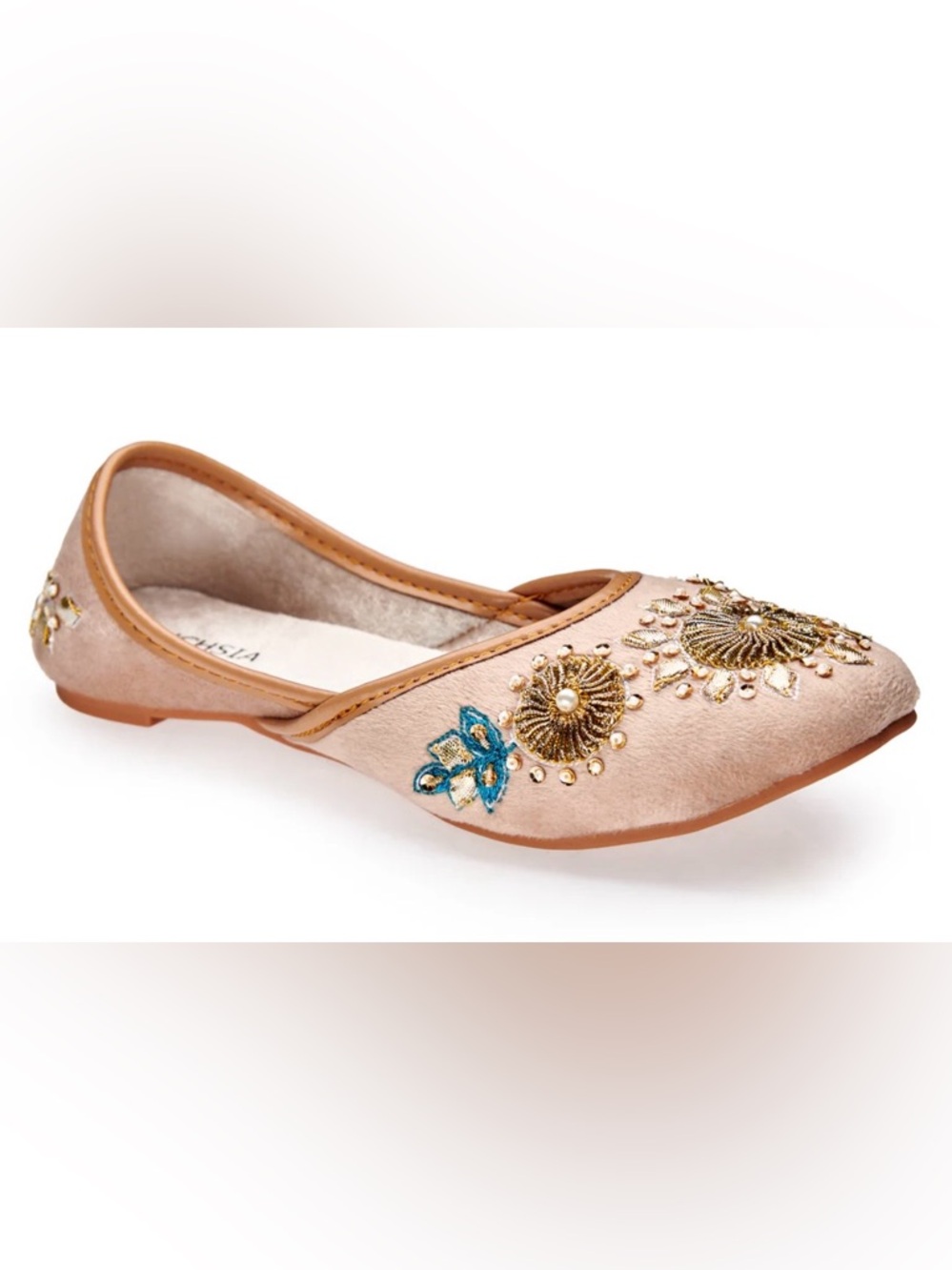 Fuchsia Whistledown Vintage Edition Women's Hand Crafter Beige Slip-On Flats - Picture 2 of 7